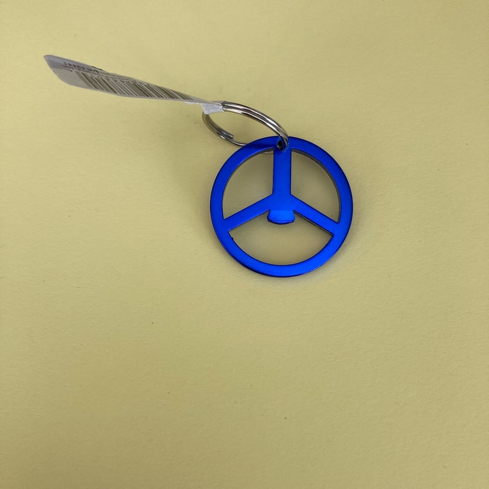 Peace sign keychain bottle opener